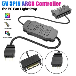 5V 3pin ARGB Controller SATA Power Supply Mini RGB Controller 3PIN Hub for Computer Cpu Case Cool Fan LED Light Radiator