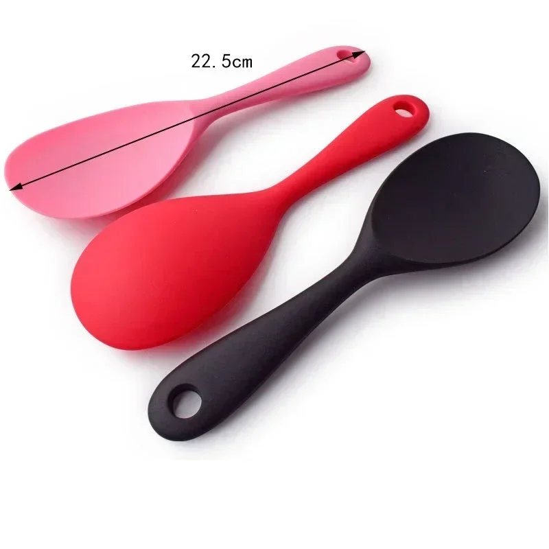 Hanging Silicone Rice Spoon Kitchen Ladle Non-stick Saucepan Electric Rice Cooker Cooking Scoop with Holes Household Items