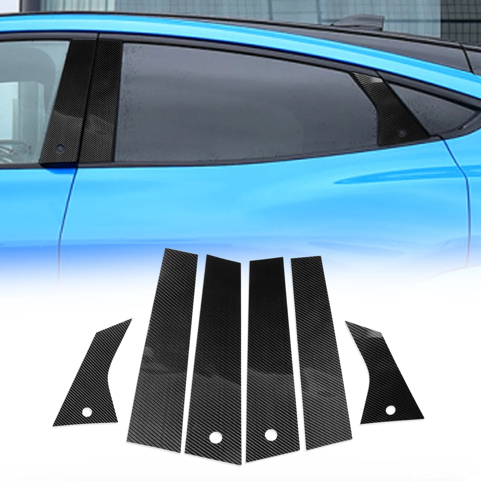 For Ford Mustang Mach-E Car Decorative Stickers Door Handle Threshold B-pillow 3K Carbon Twill Car Exterior Decorations Mache