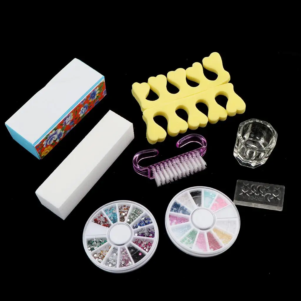 Kit d'art d'ongle multifonctionnel nécessaire pour Nail Art, avec poudres scintillantes et acrylique, fournitures de décoration d'ongles