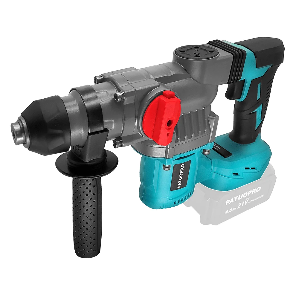 PATUOPRO 2-Mode Adjustable Electric Impact Hammer Drill 26MM Multifunctional Rechargeable Rotary Hammer For Makita 18V Battery