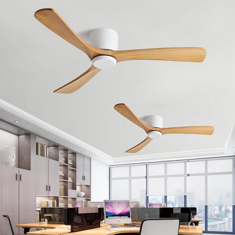 36 42 52 56 Inch Led Ceiling Fan Lights 3 Speed Adjustable Hardware Solid Wood Remote Control Ventilator For Bedroom Living Room