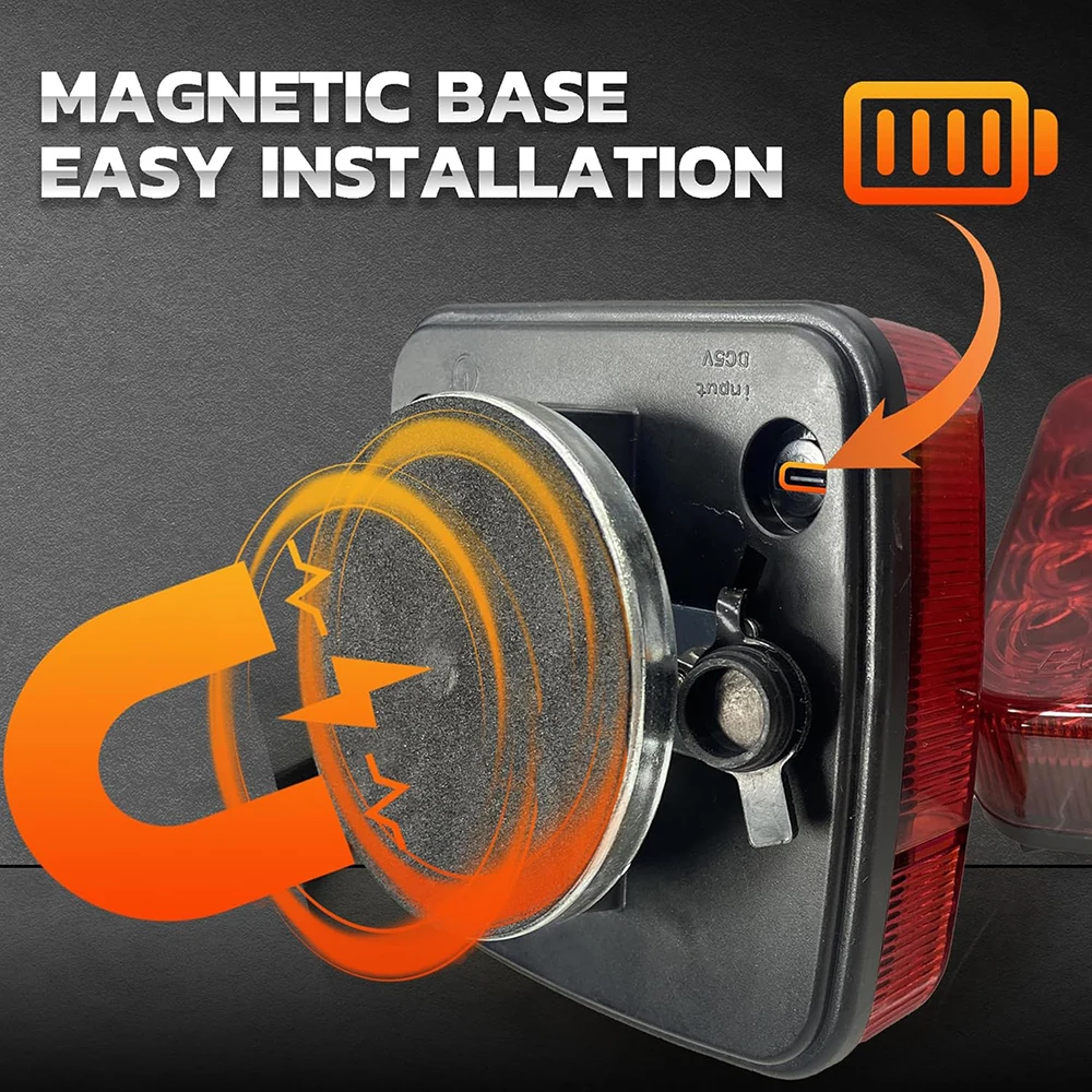 2 قطعة اللاسلكية المغناطيسي مصباح ليد خلفي مقطورة الضوء الخلفي إشارة تحذير الفرامل ضوء RV شاحنة تخييم #4