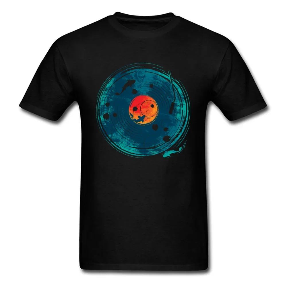 Sound Of Water T-shirt Art Designer T Shirt Men Tshirt Retro Black Blue Tops Koi Fish Clothes Lover Lucky Birthday Gift Cotton