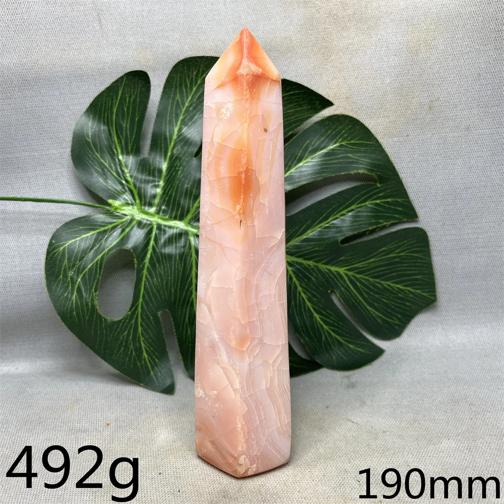 

Pink Agate Tower Natural Gem Crystal Home Room Decoration Gift Witchcraft altar Prayer for Spiritual Healing Feng shui Energy