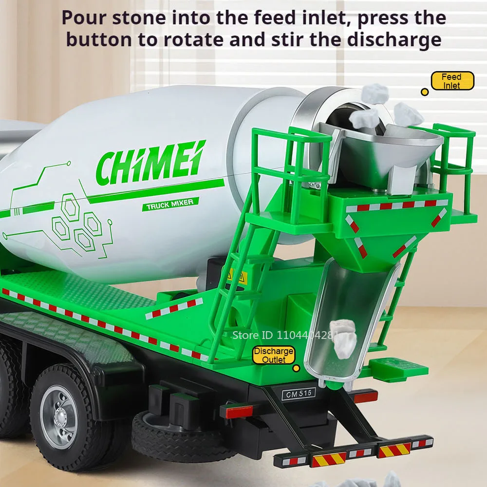 1:32 콘크리트 믹서 트럭 위생 트럭 합금 다이캐스트 모델 장난감 자동차 소리와 빛 풀백 도어 오픈 어린이 교육용 장난감
