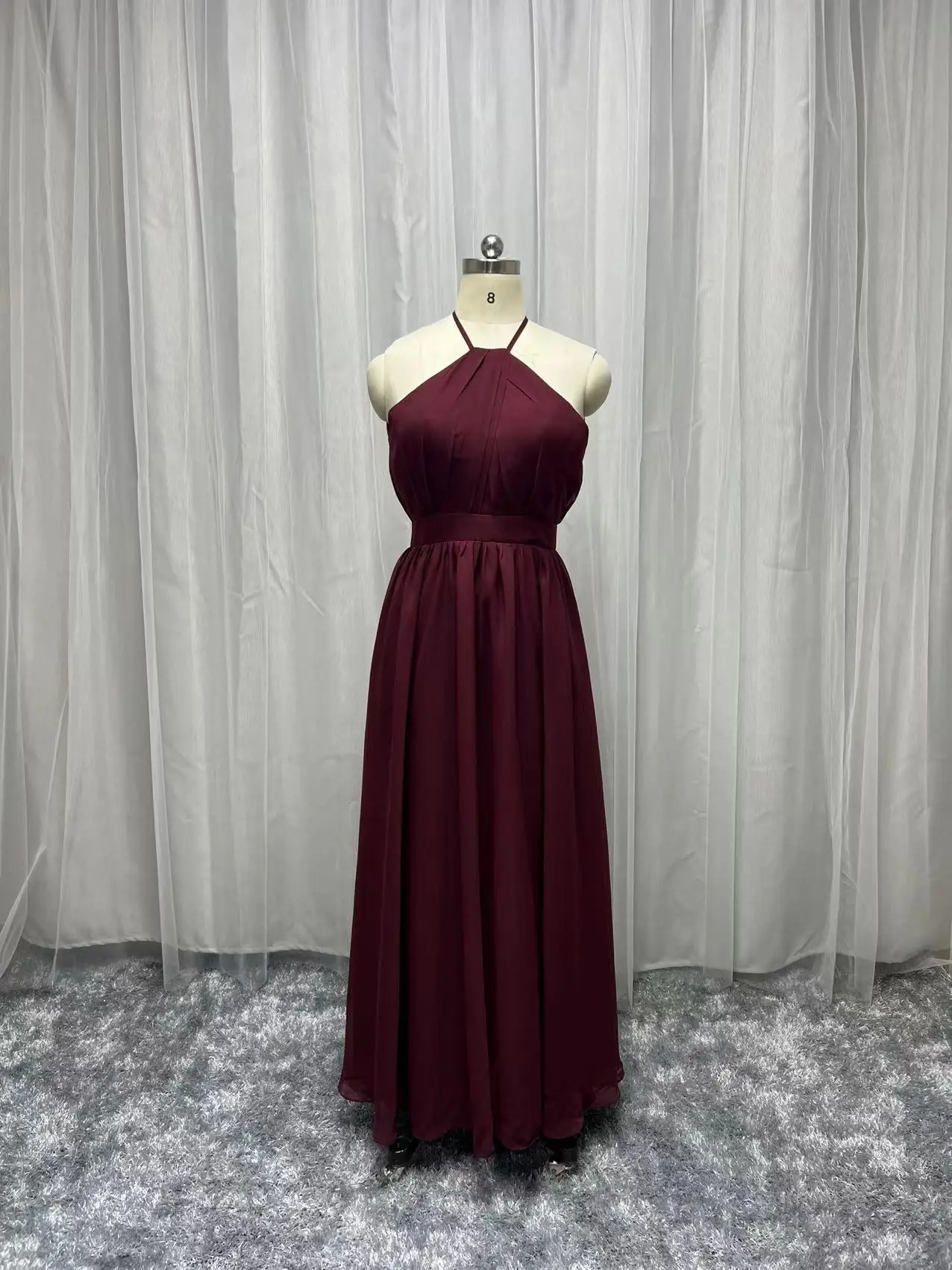 Custom Made Plus Size Bridesmaid Dresses Long Sexy Engagement Robe Birthday Gift Women Halter Real Photo Party Evening Gown