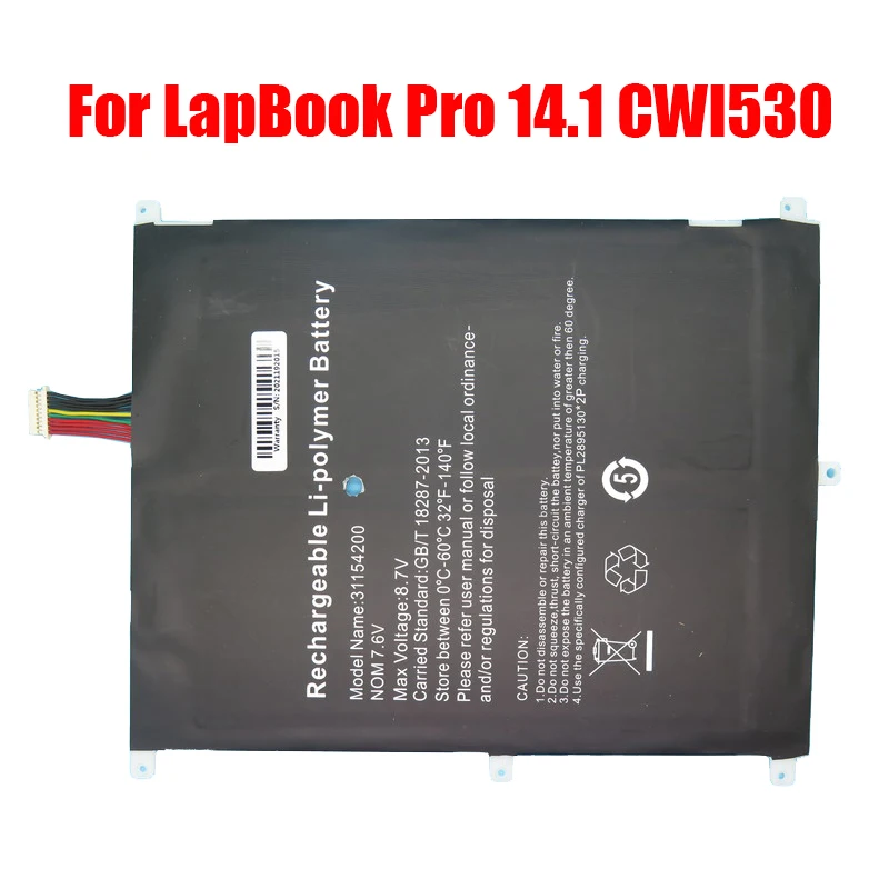 

Replacement Laptop Battery For Chuwi For LapBook Pro 14.1 CWI530 31154200 31152196P Compatible 2969165-01 CLTD-31152196 7.6V New