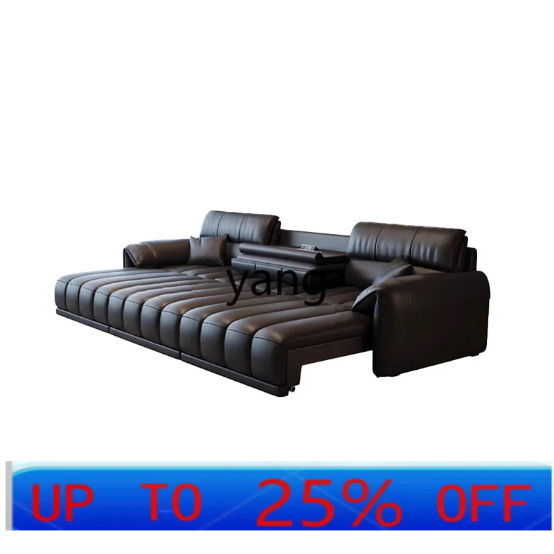 

LTT electric function sofa bed living room Italian minimalist intelligent straight-row leather sofa