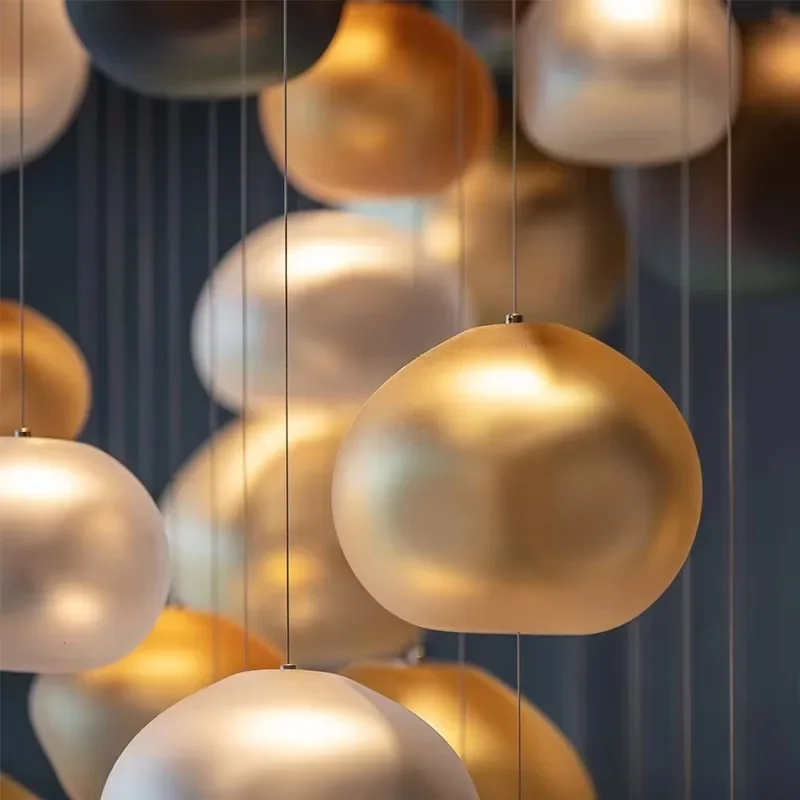 Lámpara de araña de perlas de lujo, iluminación personalizada, estilo moderno, decoración interior, gran proyecto, escalera residencial