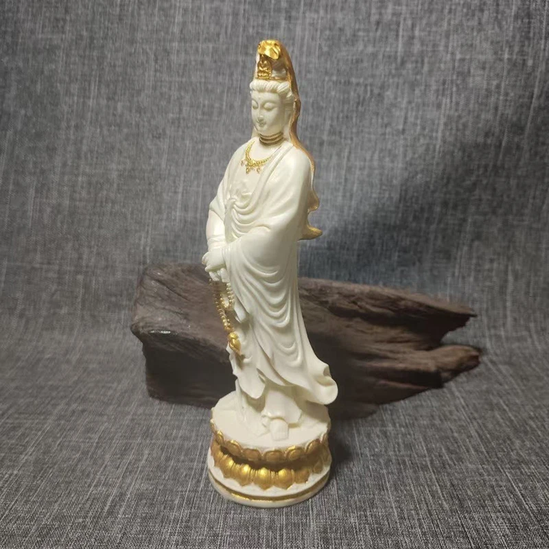 Resin Guanyin Characters Figurine, Chinese Buddha Statues, Home Living Room, Room, Office, Feng Shui Decoration Statue, 4.71in