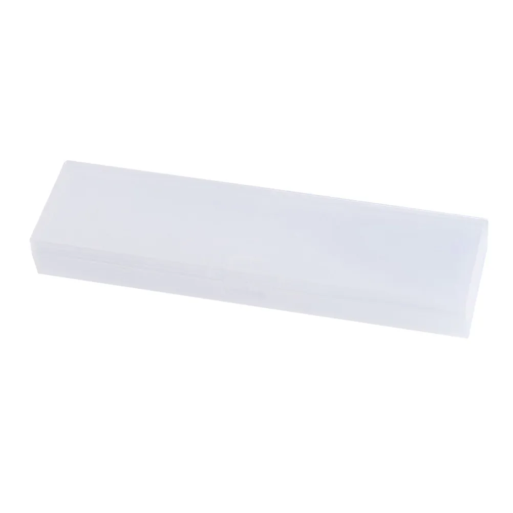 2 Pack Transparent Frosty Plastic Pencil Case with 2 Compartments & Separate Lids, 18x5x2cm, Ideal for School Supplies