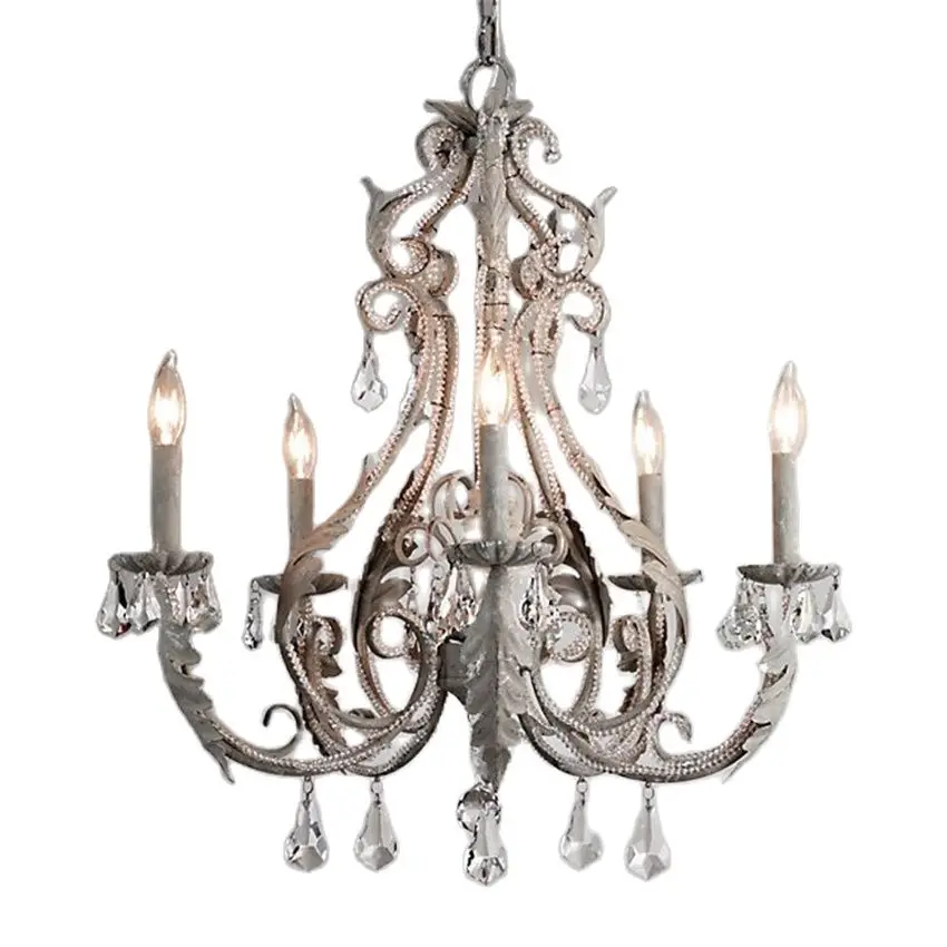 Custom American crystal candle holder candle chandeliers lights living room dining room French vintage iron decor hanging lights