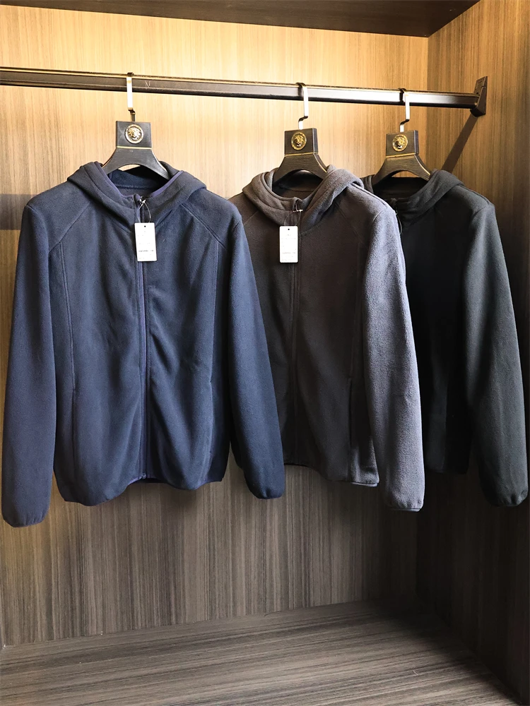 

Двусторонняя теплая мужская куртка с капюшоном из флиса высокой плотности, осенне-зимняя, модная, городская, повседневная верхняя одежда из полиэстера