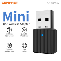 Black 650Mbps USB Wifi Adapter Driver-Free RTL8811CU Wireless Network Card Mini Dual Band 2.4G 5G  for PC Wi-fi Dongle Receiver