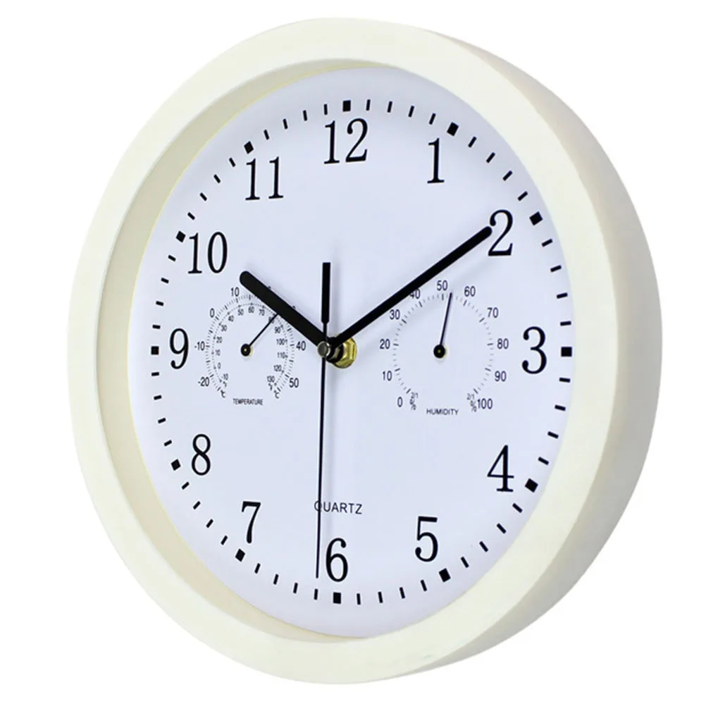 

Wall Clock Thermometer Hygrometer Non-Ticking Operated Hanging Clock Accurate for Home Office Outdoor Use