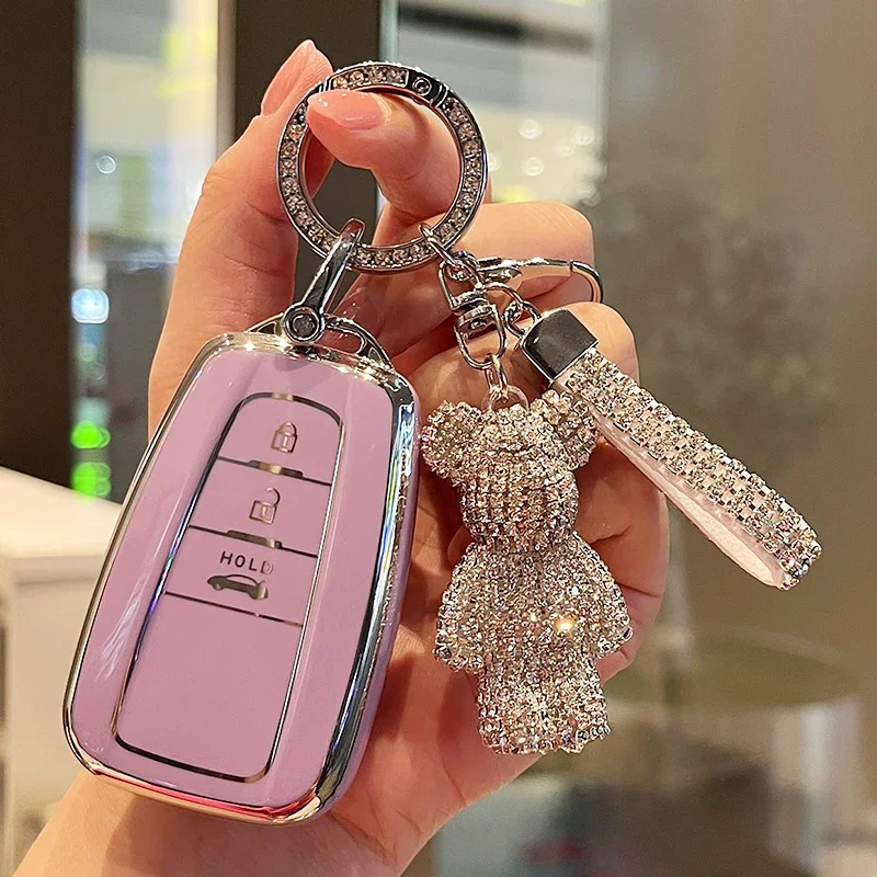 Car Key Case Cover Fob For Toyota Prius Camry CHR C-HR Corolla RAV4 Land Cruiser Prado Altis 2018-2022 Fashion TPU Car Key Bag