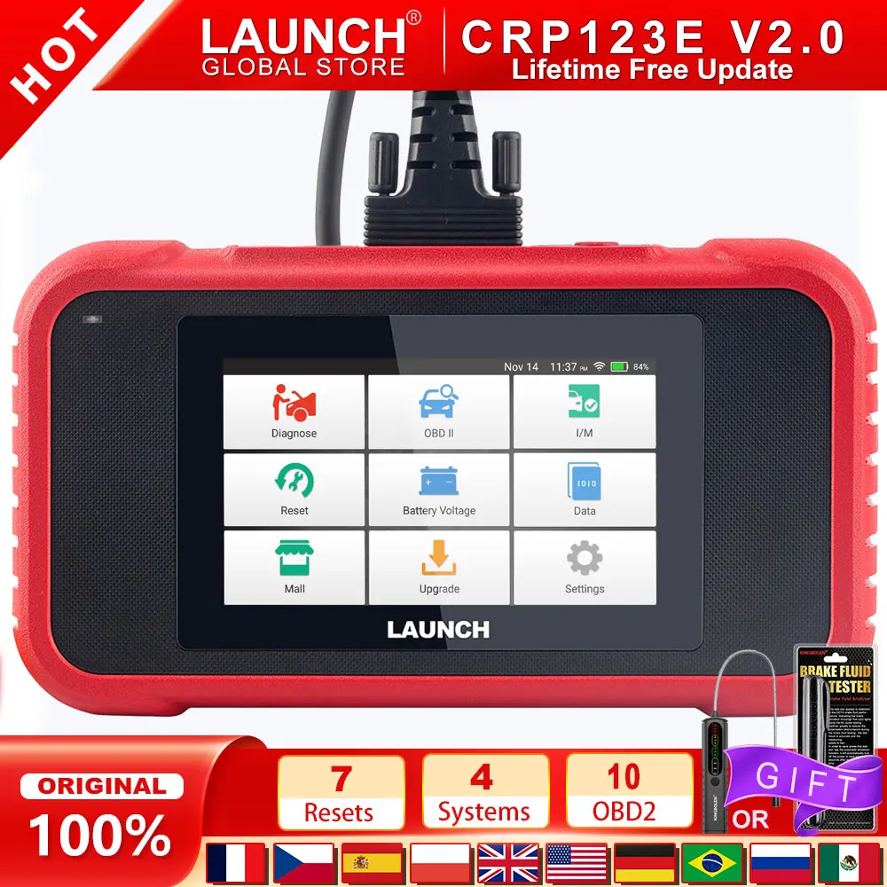 مُحلِّل أجهزة قراءة الأكواد OBD2: LAUNCH X431 CRP123E V2.0 مع دعم ABS وSRS