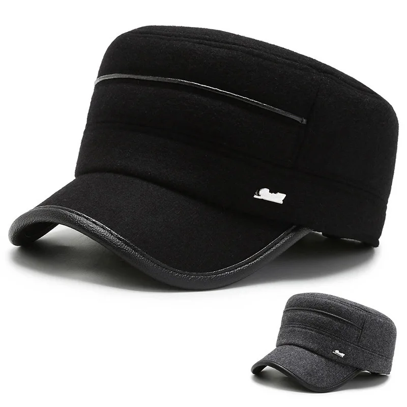 

Winter New Hat For And Elderly Flat Top Middle Aged Dad Cold Proof Warm Hat Baeball Cap