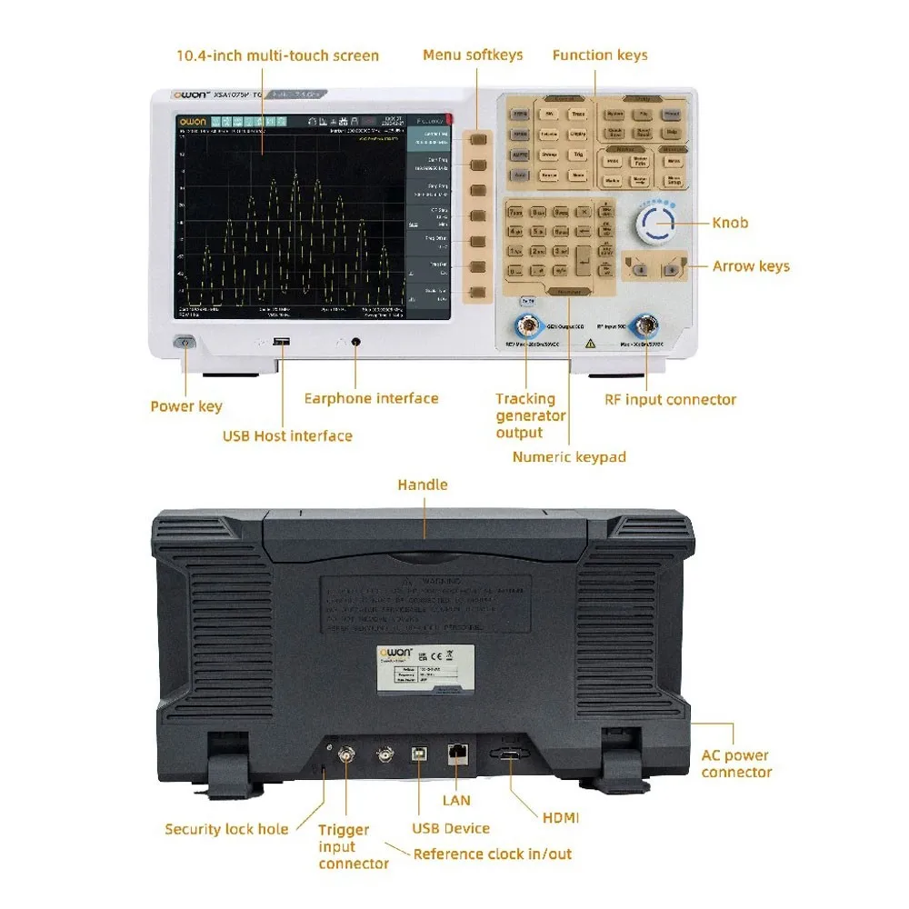 OWON XSA1015P-TG 9kHz-1.5GHz Spectrum Analyzer Tracking Generator with 10.4-inch TFT LCD Touch Screen