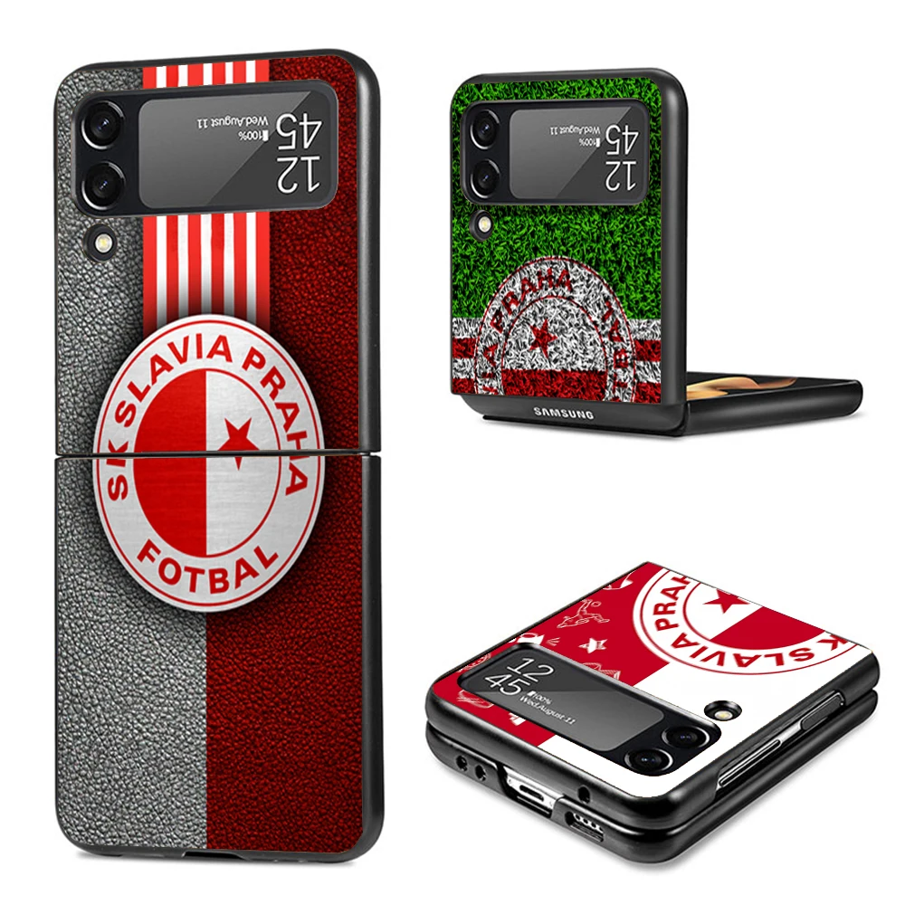 Sk Slavia Praha Czech Republic Phone Case For Samsung Galaxy Z Flip3 Flip4 Flip5 Flip6 PC Shell For Z Flip 3 4 5 6 Hard Folding