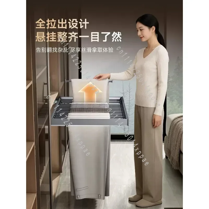 Household Multi-functional Side-mounted Damping Pants Rack Telescopic Wardrobe Built-in Pull-out Pants Wardrobe Storage