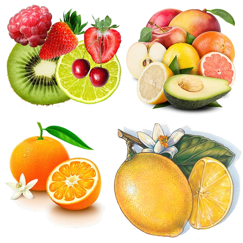 Threeratels C061 Свежие лимонные пасторальные цветные фруктовые наклейки, водонепроницаемые самоклеящиеся кухонные декоративные наклейки для дома