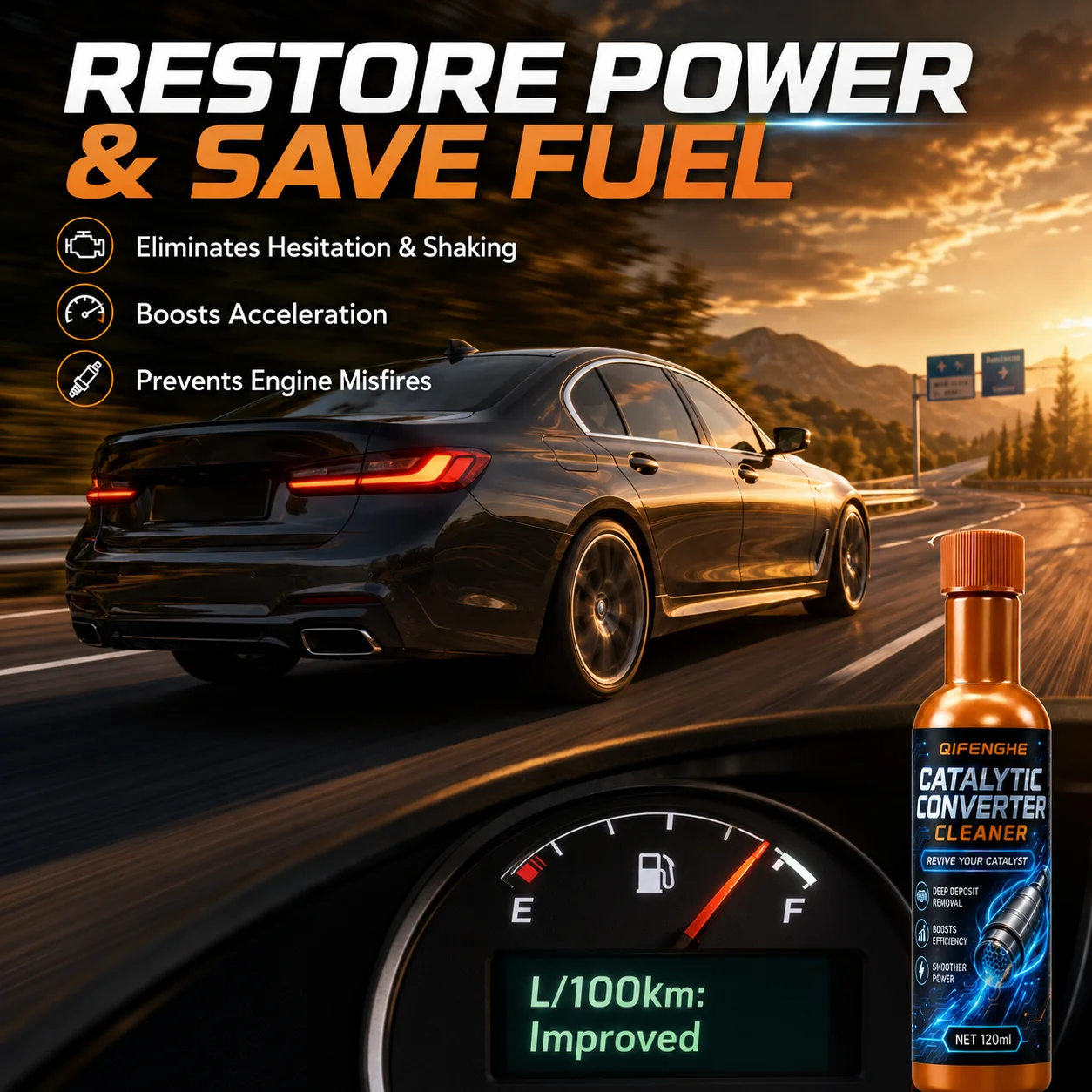 Catalytic Converter Cleaner 120ml Car Exhaust System Cleaner Fuel Additive Removes Carbon Deposits Improves Power Fuel Economy