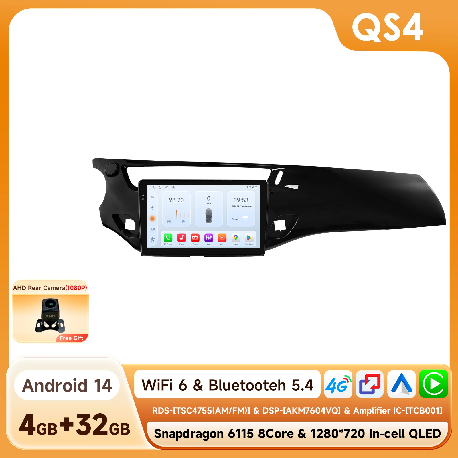 Android autoradio voor Citroen C3 DS3 2010-2016, autoradio met DSP, GPS, Carplay, intelligente multimedia en video via Snapdragon 6115