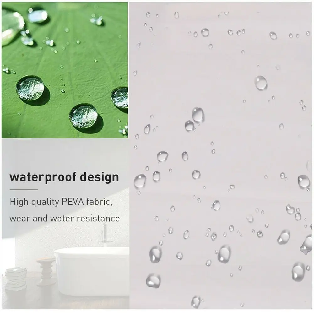 Waterproof Shower Curtain PEVA Thick Bathroom Screens With 12 Hooks Mildew Proof Durable Bathtub Curtains Home Living Room Decor