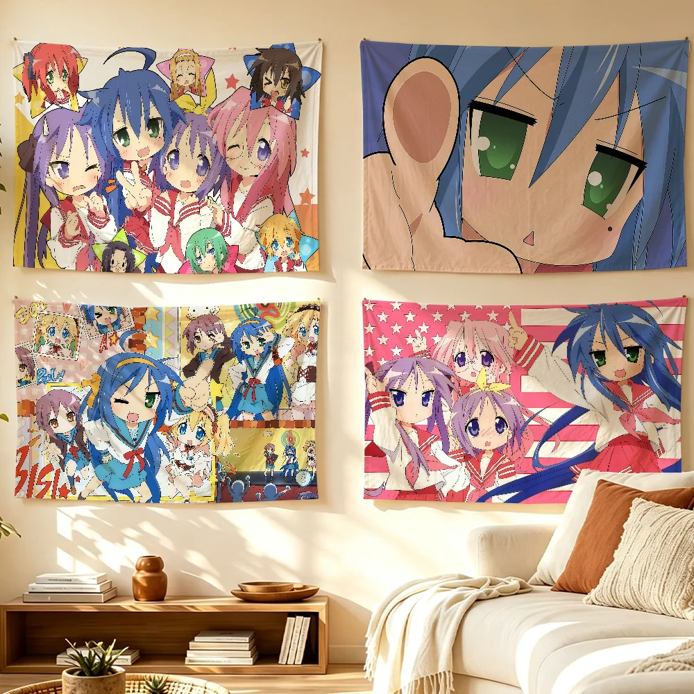 Anime Cute L-Lucky S-Star Kawaii flag Room Decoration Wall Tapestry Hanging Aesthetic Bedrooms Advertising Banner