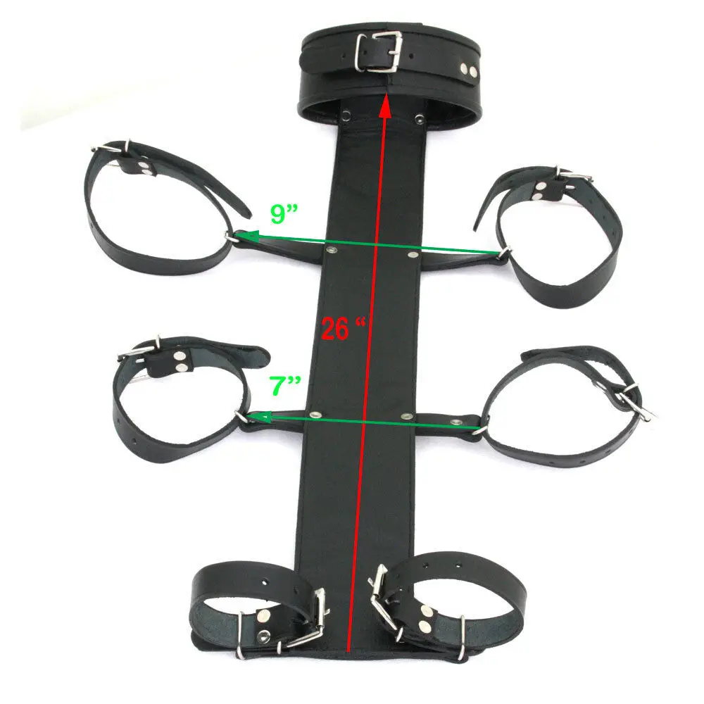 

Genuine Cowhide Leather Body Cuffs ,bdsm Back Restraint Bondage Set Lockable Set