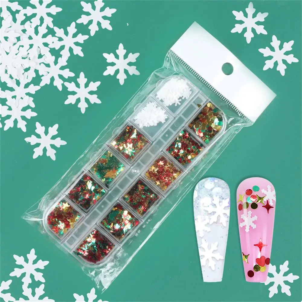 Glitter Metal Nail Flakes Fatias, Xmas Tree Glitter, DIY Nail Art Decorações, floco de neve Nail Sequins