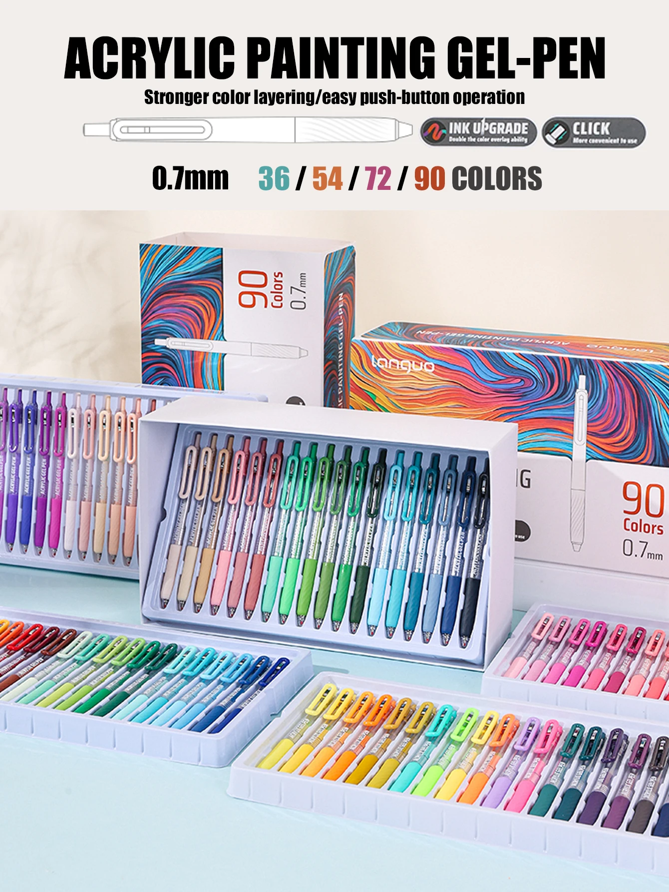 

Набор гелевых ручек Languo 36/54/72/90 цветов, акриловые маркеры для рисования, многоцветные нейтральные ручки, маркеры для письма и рисования для студентов