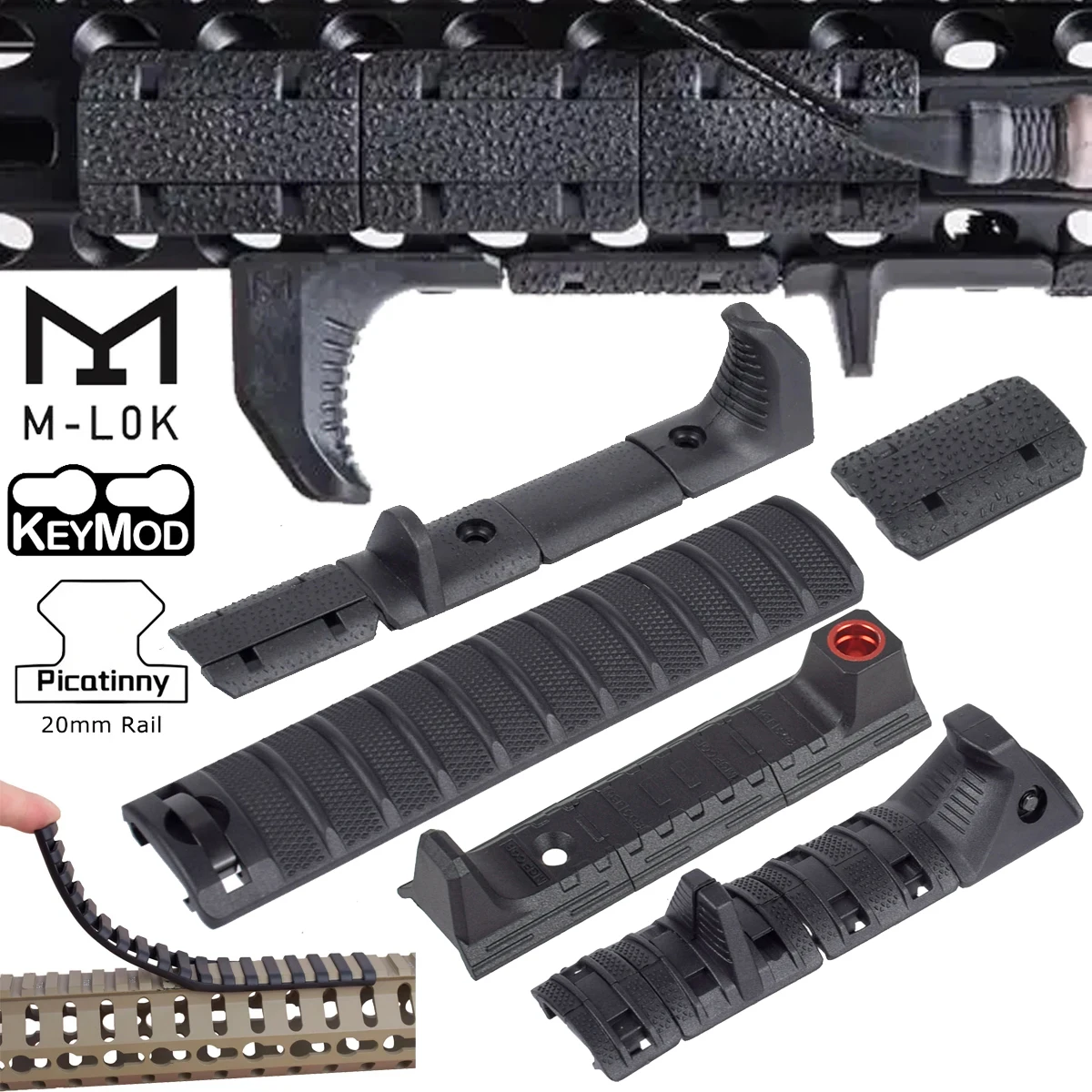Tattico M-LOK Keymod Rail Cover Kit Airsoft Fucile Armi Handstop Protector BCM MLOK Picatinny Pistola da caccia AR15