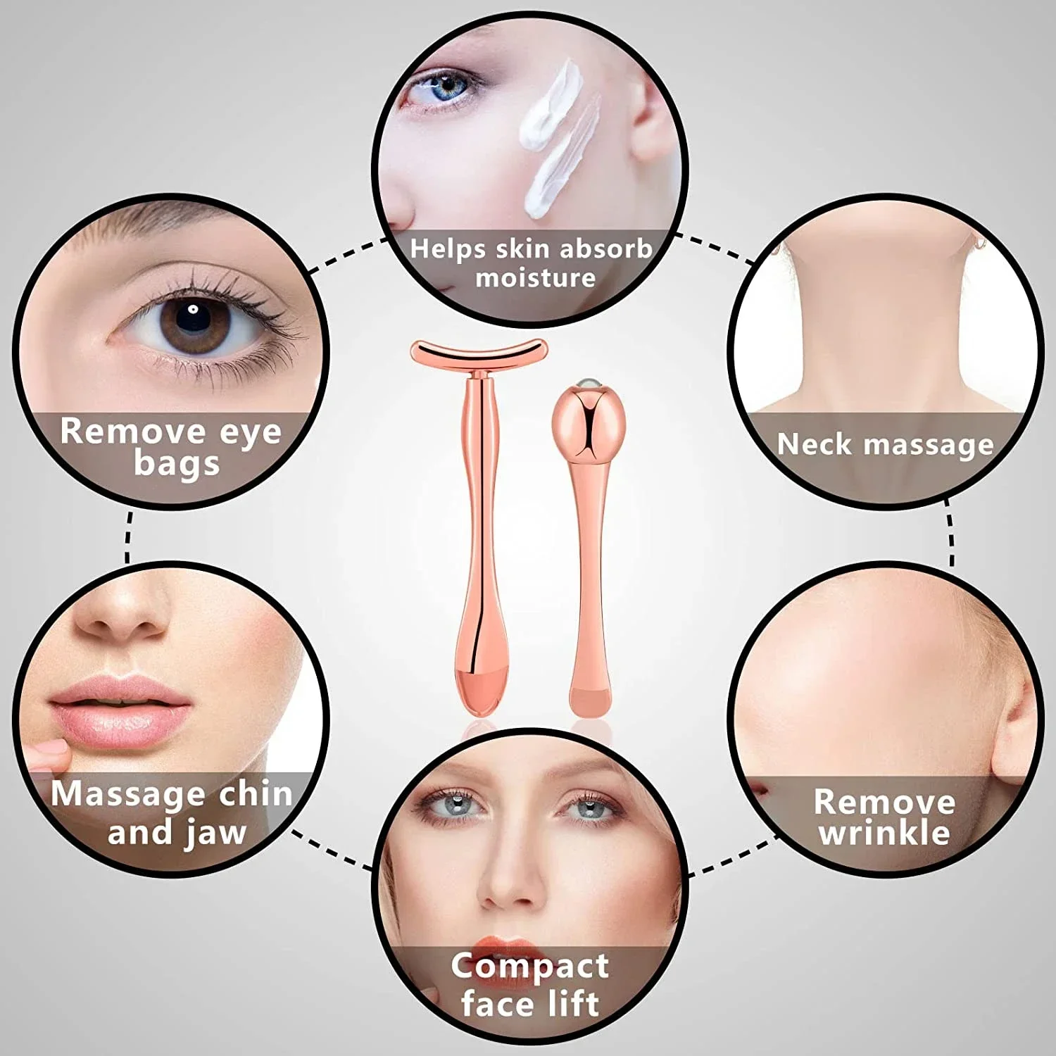 โลหะครีมบํารุงรอบดวงตา Applicator Wand Stick เครื่องมือนวดหน้าลดอาการบวมบาง Face Magic Stick Skin Care Wand