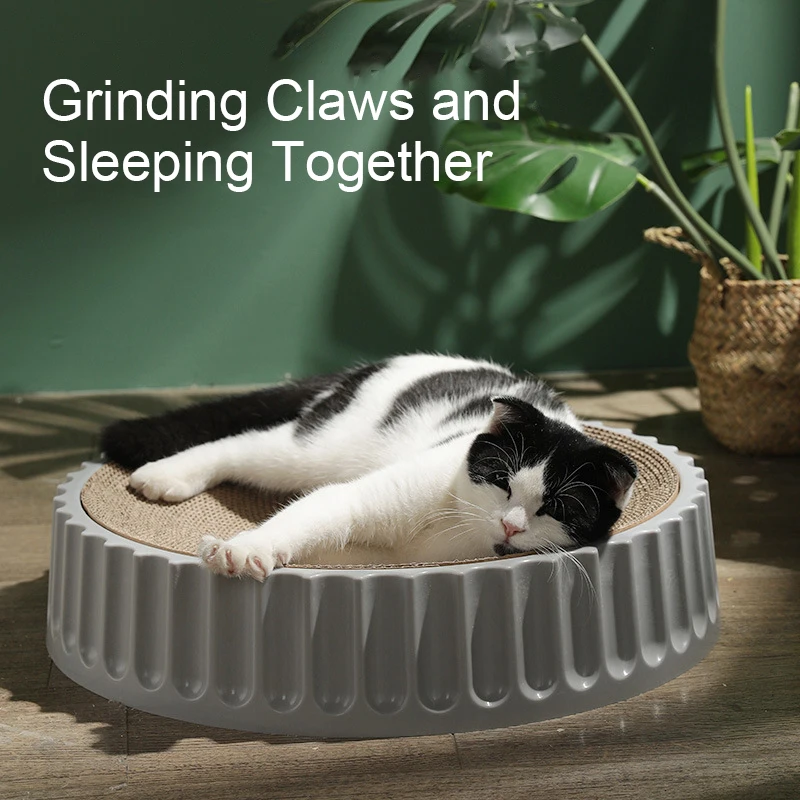 Kimpets Pet Cat Circular High Density Corrugated Paper Cat Scratch Board Sleeping Grinding Grasping Dual Use Cat Scratch Board