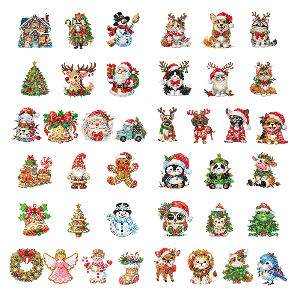 10Pcs Christmas Diamond Art Ornaments 5D DIY Diamond Painting Tree Decorations Diamond Painting Pendants Christmas Decorations