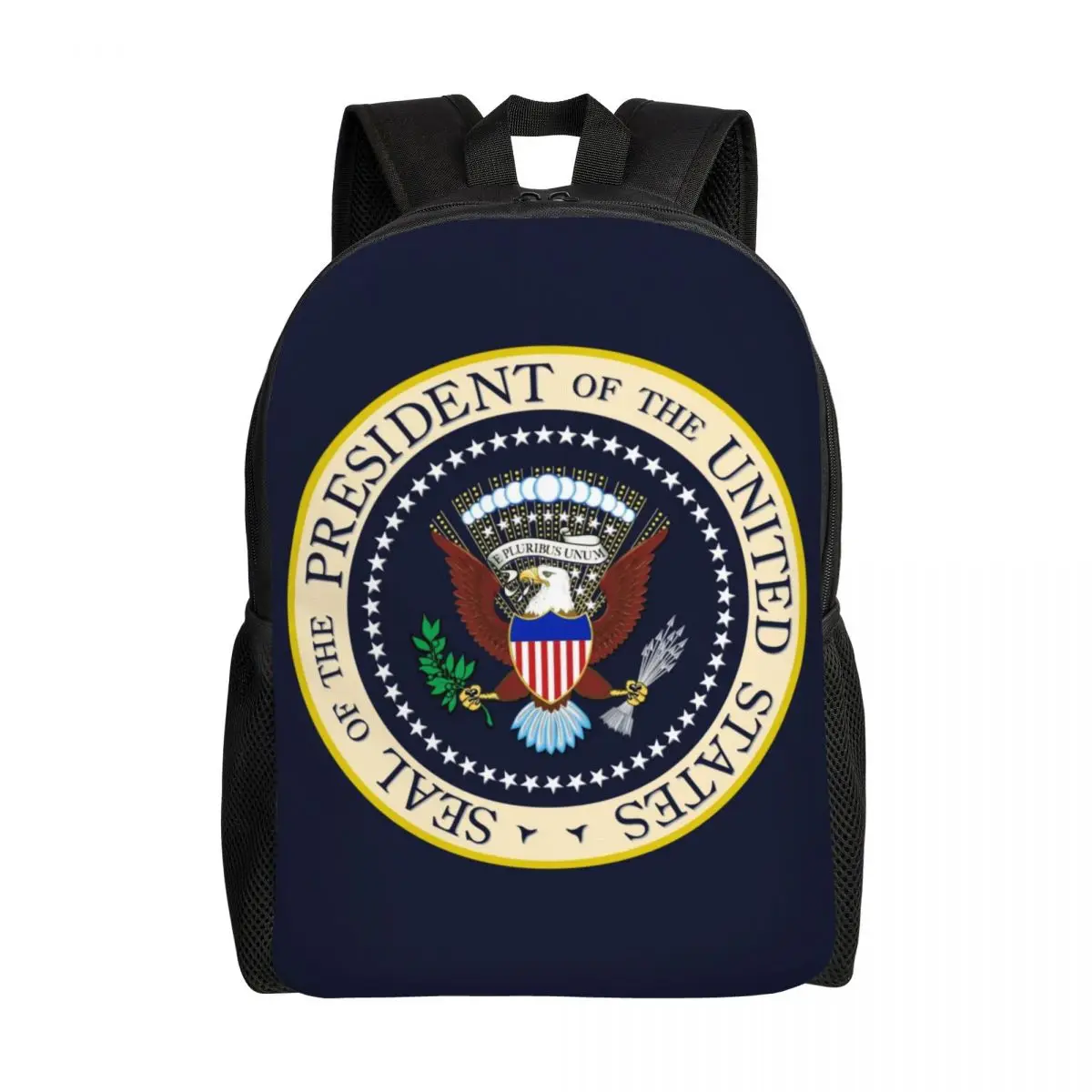 

Seal Of The President Of The United States Backpack School College Donald Trump USA Vote Presidential Seal Logo Bag Bookbags