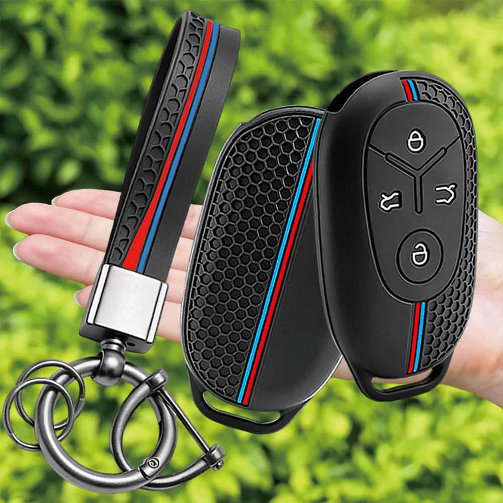 Keychain 4 Button For Geely EX2 GEOME Galaxy 2025 Light Star Wishes Exploration Youth Version Silicone Key Case Cover Holder