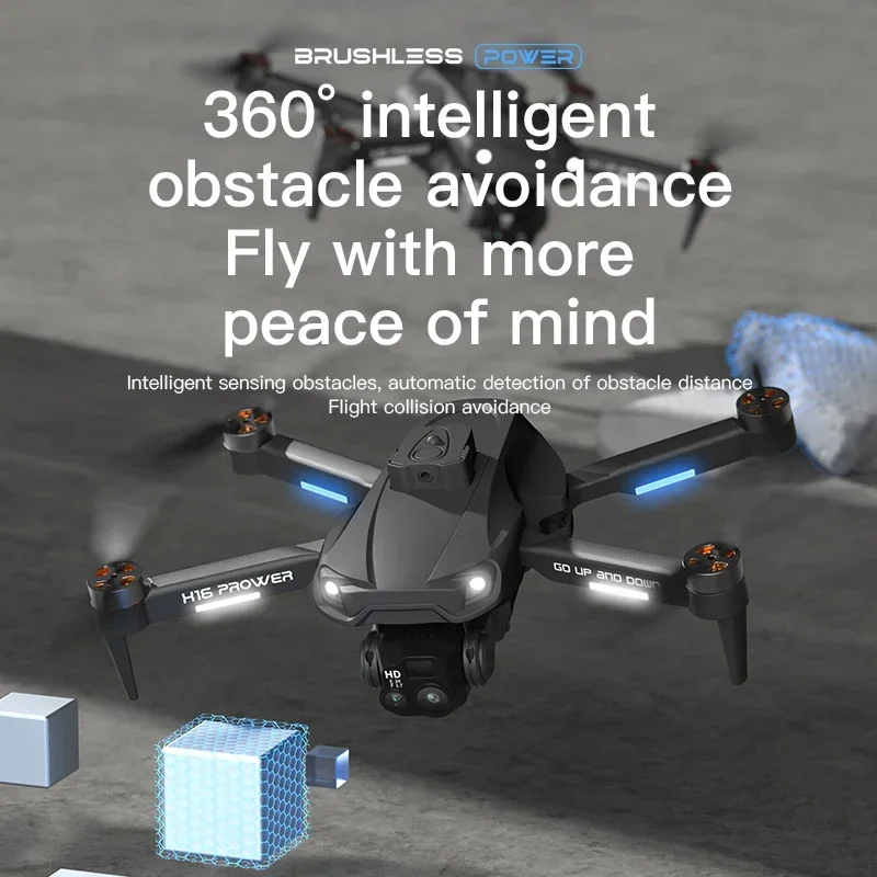 Drone h16 4k profissional para evitar obstáculos 5g gps hd câmera dupla fotografia sem escova dobrável quadcopter rc drones brinquedos