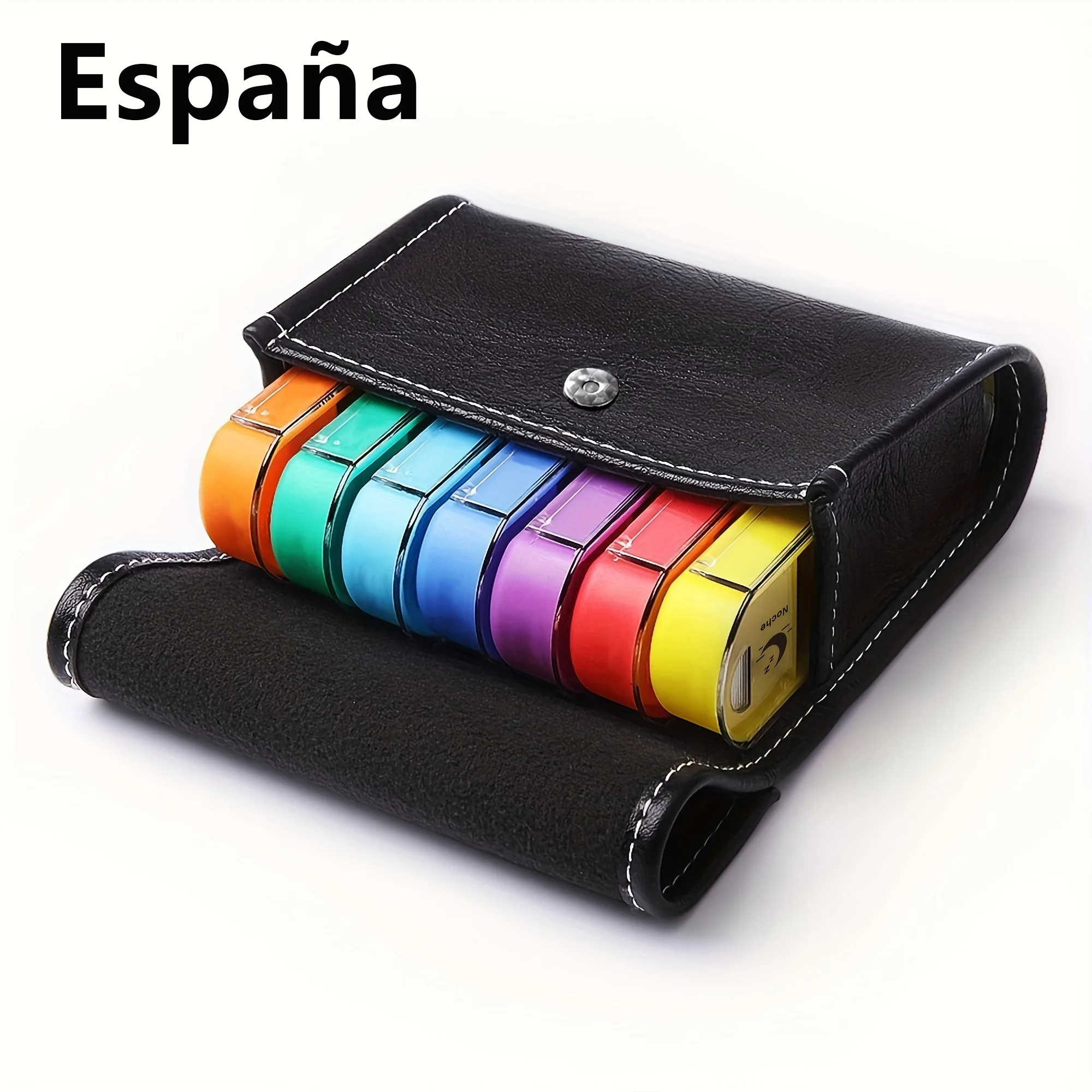 

(Spanish printing)Weekly Pill Organizer Box Case Travel Medication Reminder Daily AM PM, Day Night 7 Compartments