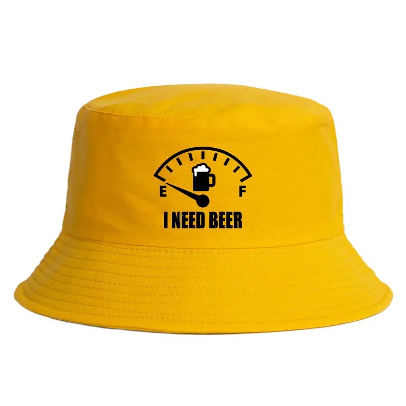 I Need Beer Printed Bucker Hat Woman Man Casual Reversible Fisherman Cap Unisex Adult Outdoor Sports Beach Bob Panama Hats