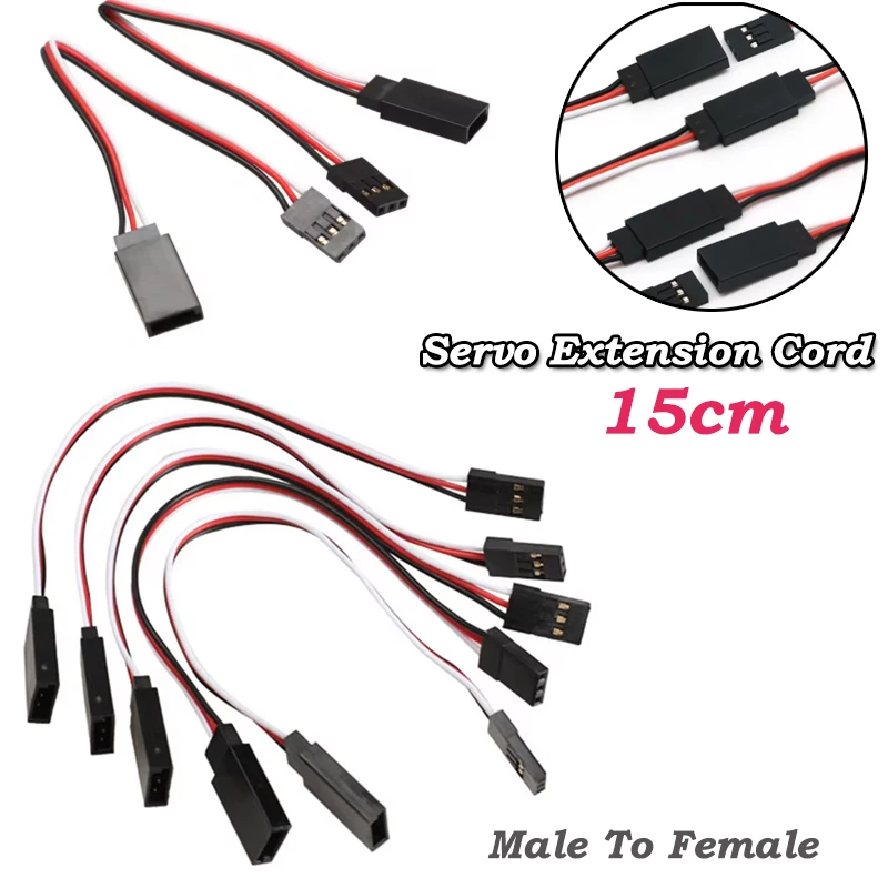 2PCS 6' Male To Female JR Plug Servo Extension Lead Cord Wire Cable 15cm RC Servos Extension Cord for Helicopter Toys