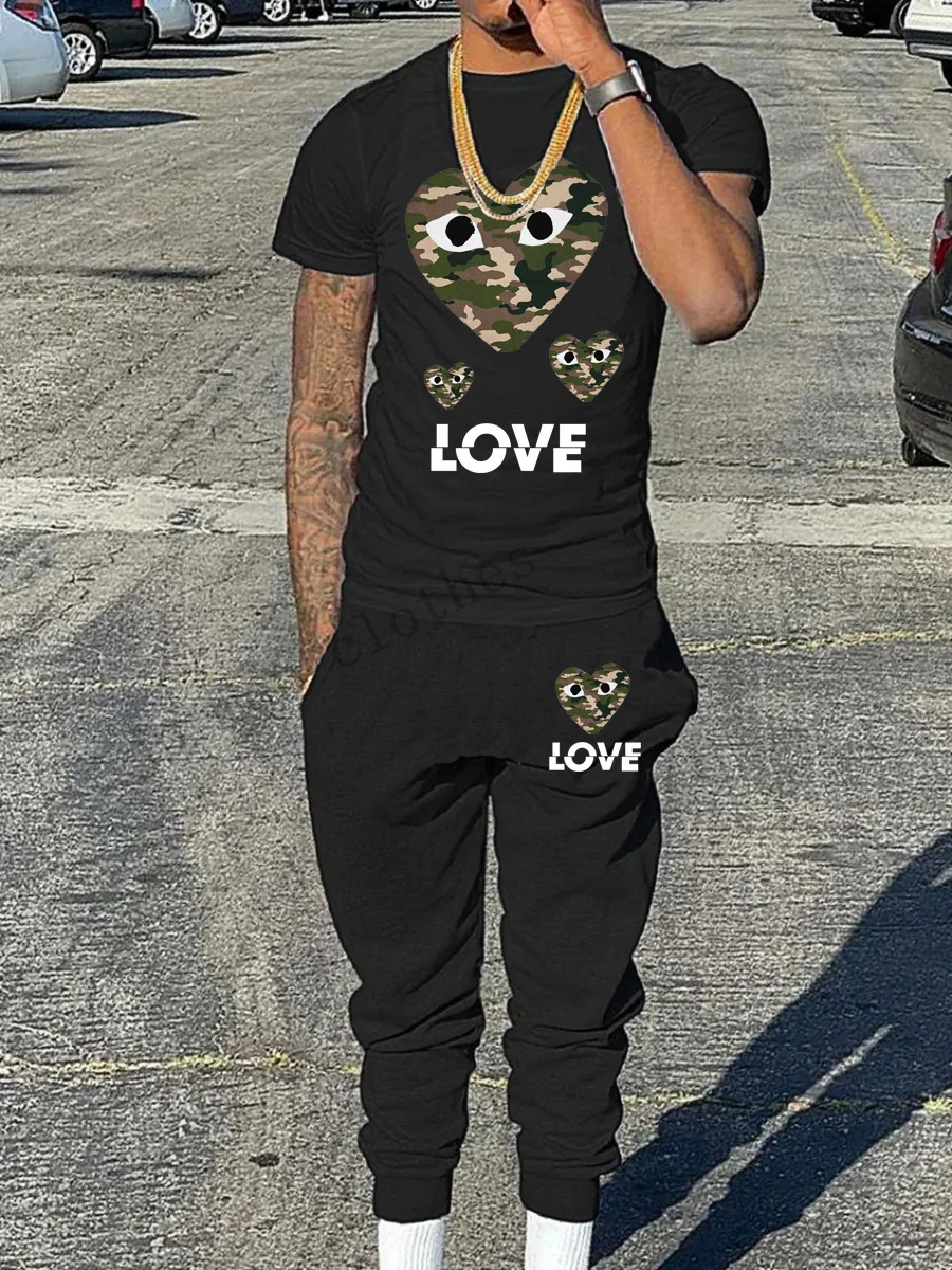 

2025-26 летний хит продаж, модный дизайн, мужской костюм с 3D принтом, дышащая мужская футболка с круглым вырезом, брючный костюм