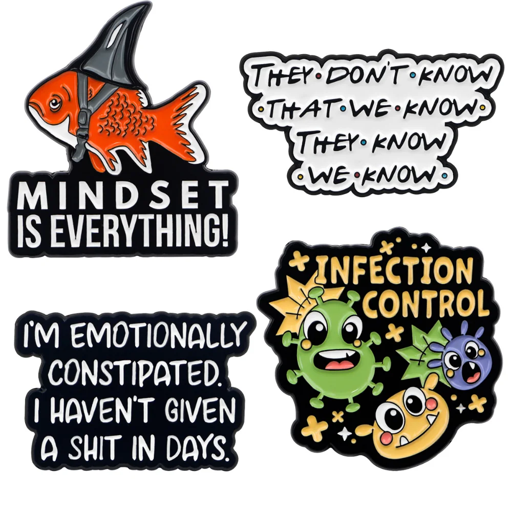 Crazy and Humorous Meme Badge Brooch Funny Shark Goldfish Sharp-tongued Jargon Emotional Puns and Personality Pins