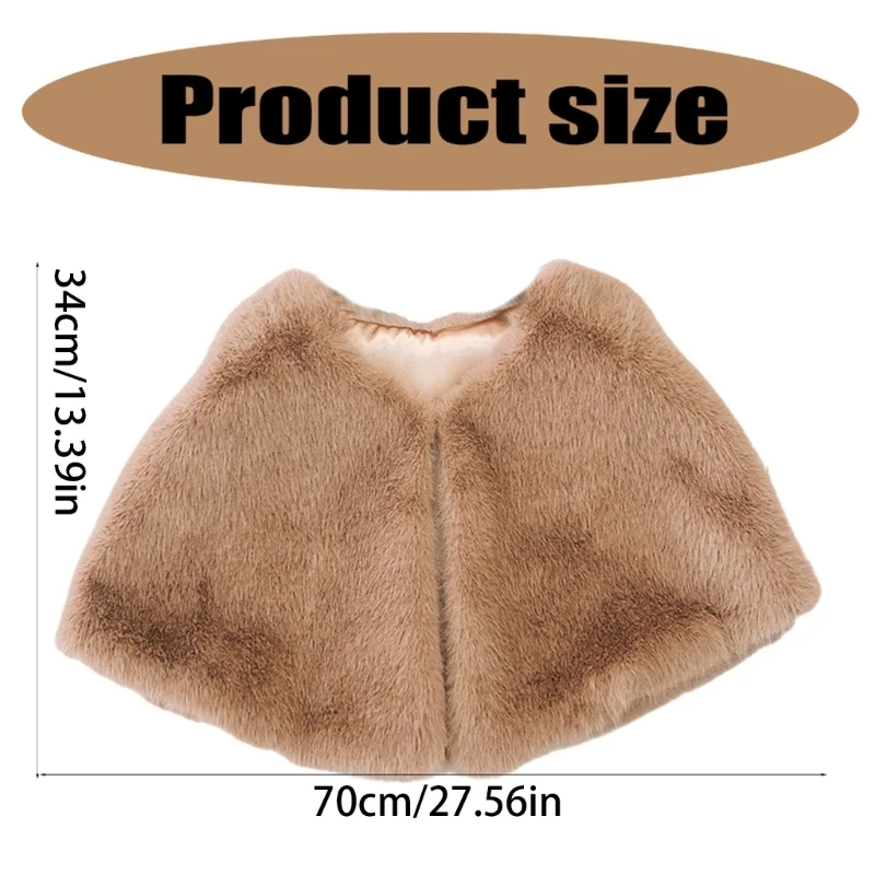 Solid Color Shawl Large Collar Plush Shawl Winter Coat Artificial Furs Wedding
