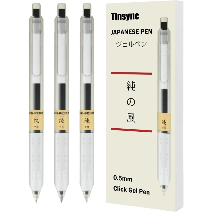 

3 шт. японские ручки, канцелярские принадлежности, выдвижные гелевые ручки 0,5 мм, черные с тонкими точками