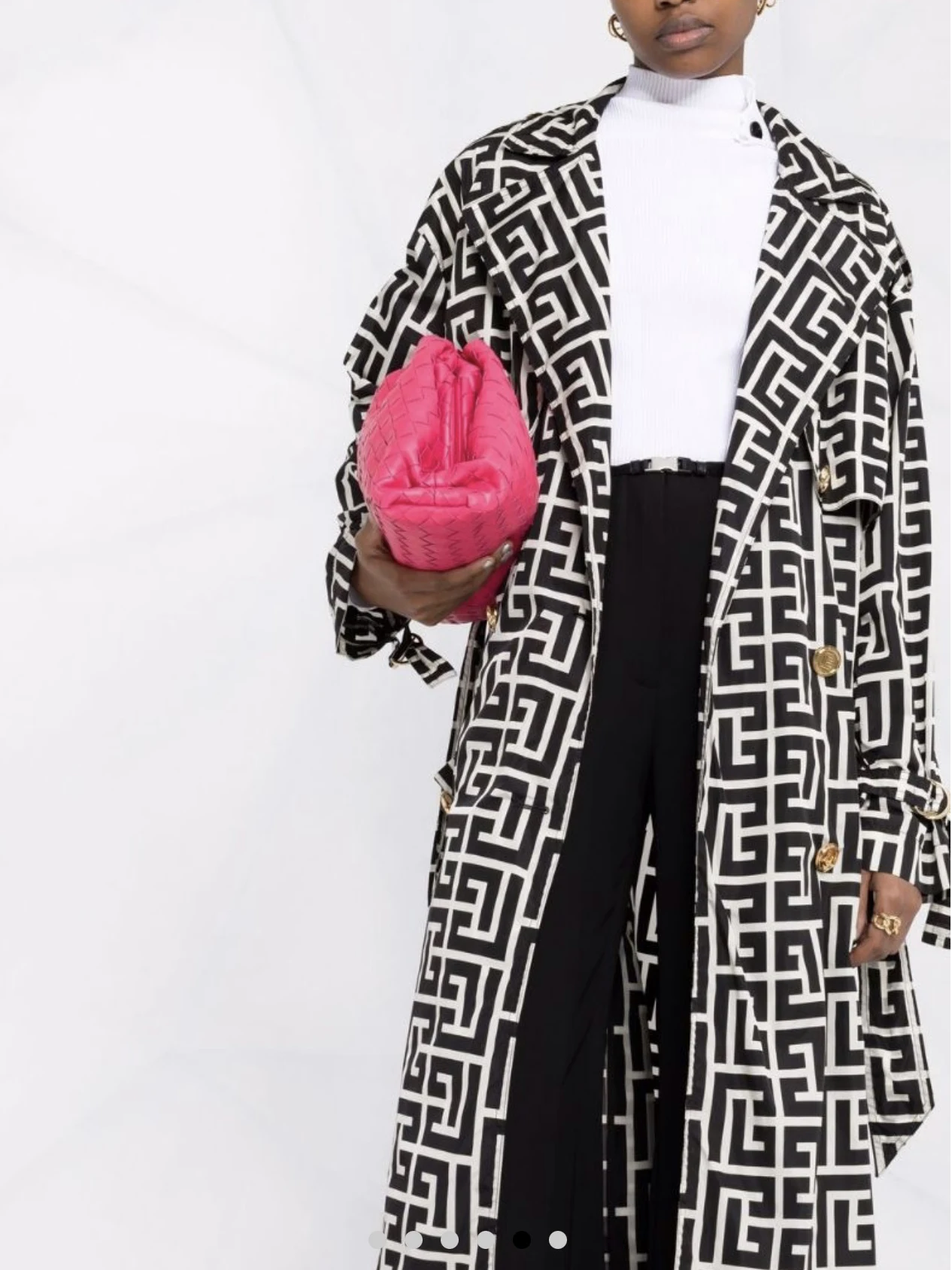 European And American Style Hepburn Mid-length Trench Coat Casual Print Belted Double-sided Coat Temperament Commuter High-end