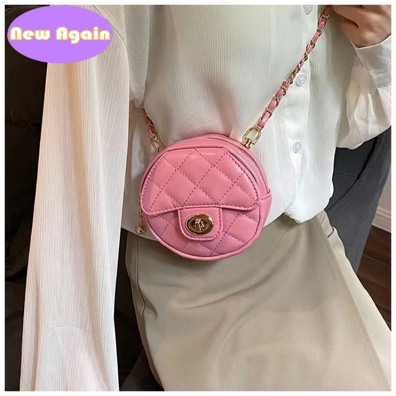 Bolsas de mensajero circulares para niños y niñas, bolsos de hombro de colores dulces, bolso cruzado Circular de pu, mini billeteras para niños pequeños, NA024